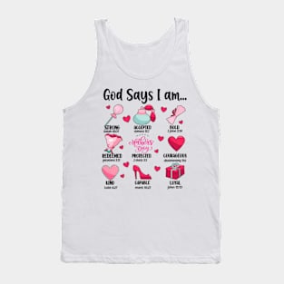 God Says I Am Mothers Day, Retro Mom, Christian Mother, Jesus Mom Tank Top